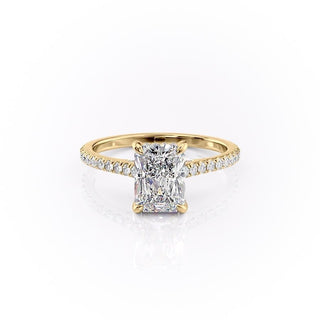 2.10 CT Radiant Cut Pave Setting Moissanite Engagement Ring