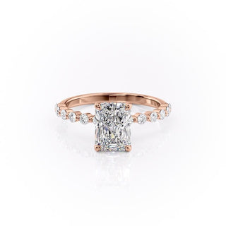 Bague de fiançailles en moissanite à sertissage pavé et solitaire radiant de 2,10 ct