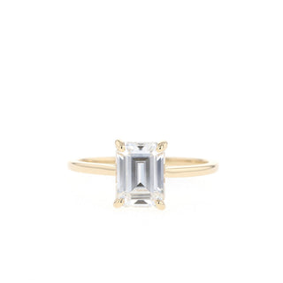 Anillo de compromiso con diamante moissanita solitario de talla esmeralda de 1,70 ct para mujer