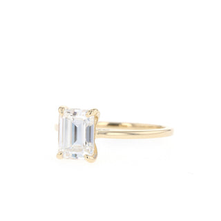 Anillo de compromiso con diamante moissanita solitario de talla esmeralda de 1,70 ct para mujer