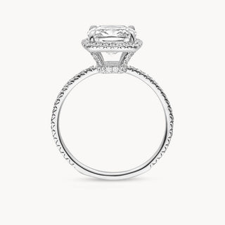 Bague de fiançailles avec halo de diamants CVD taille coussin de 1,0 à 3,0 ct serti pavé