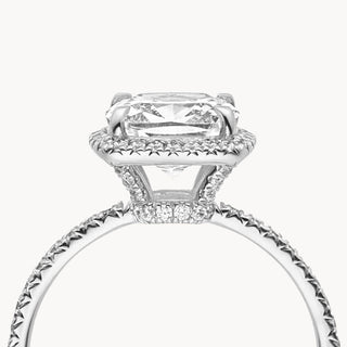 1.0-3.0 CT Cushion Cut CVD Diamond Halo Pave Setting Engagement Ring