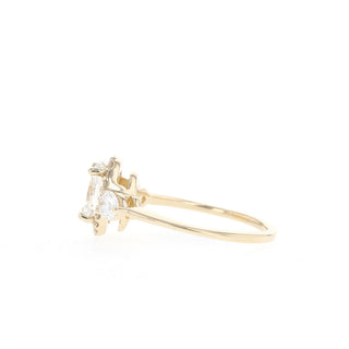 Bague de fiançailles à trois diamants en moissanite ovale halo de 1,20 ct pour femme