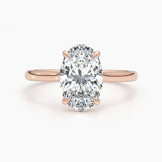 Bague de fiançailles avec diamant ovale de 2,50 à 3,50 ct avec monture halo cachée