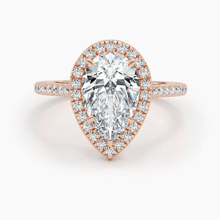 1.50-3.50CT Pear Diamond Engagement Ring With Halo & Pave Setting