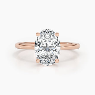 Bague de fiançailles avec halo caché de diamants ovales G-VS de 2,5 ct