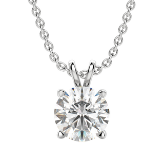 Collier avec diamant solitaire taille ronde en moissanite de 0,25 à 1,0 ct