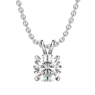 Collier avec diamant solitaire taille ronde en moissanite de 0,25 à 1,0 ct