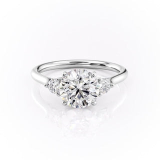 1.60 CT Round Shaped Moissanite Three Stones Engagement Ring