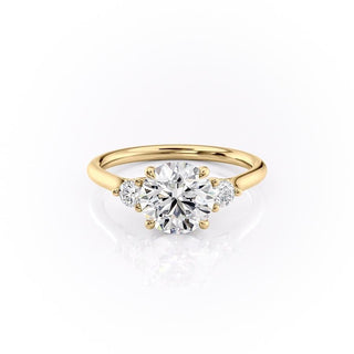 Bague de fiançailles à trois pierres en moissanite de forme ronde de 1,60 ct