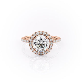 Bague de fiançailles halo en moissanite de forme ronde de 1,90 ct