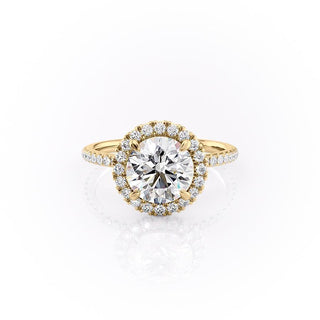 Bague de fiançailles halo en moissanite de forme ronde de 1,90 ct