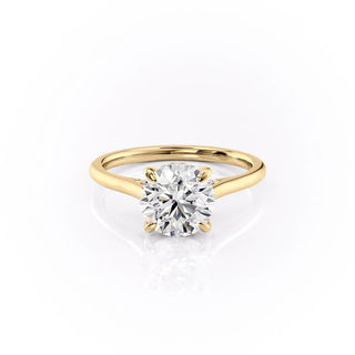 Bague de fiançailles avec halo caché en moissanite de forme ronde de 1,60 ct