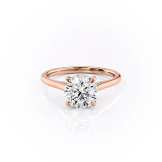 Bague de fiançailles avec halo caché en moissanite de forme ronde de 1,60 ct