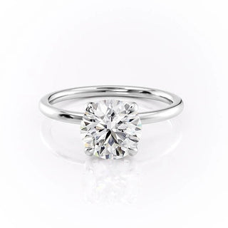 Bague de fiançailles avec halo caché en moissanite de forme ronde de 1,90 ct