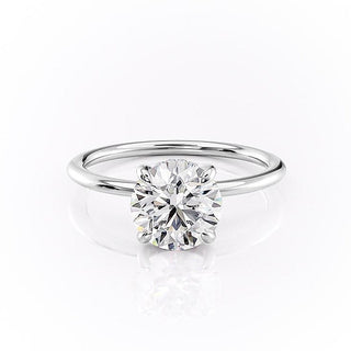 Bague de fiançailles en moissanite solitaire à taille ronde de 1,6 ct avec halo caché