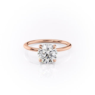 Bague de fiançailles en moissanite solitaire à taille ronde de 1,6 ct avec halo caché