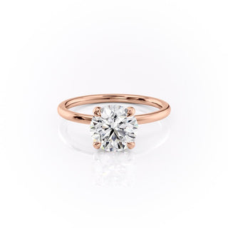 Bague de fiançailles avec halo caché en moissanite de forme ronde de 1,90 ct