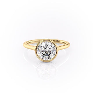 1.60 CT Round Shaped Moissanite Bezel Engagement Ring