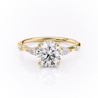 1.60 CT Round Shaped Moissanite Three Stone Engagement Ring