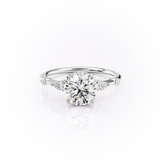 1.60 CT Round Shaped Moissanite Three Stone Engagement Ring