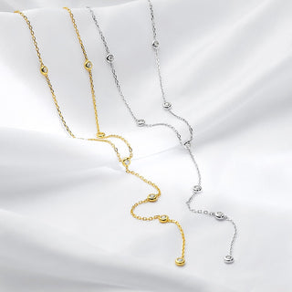 Collier Lariat avec lunette en diamant et moissanite ronde de 0,1 TCW