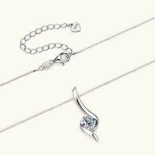 Collier solitaire en diamant et moissanite ronde de 1,0 ct