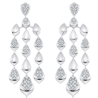 Boucles d'oreilles longues pendantes en diamant et moissanite ronde de 1,40 TCW