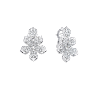 Boucles d'oreilles à tige en forme de fleur avec diamant et moissanite ronde de 1,39 TCW