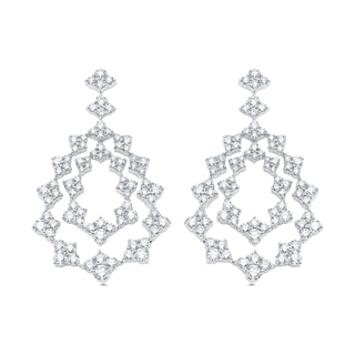 Boucles d'oreilles pendantes en diamants et moissanite ronde 4,63 TCW