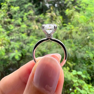 2.0 CT Cushion Shaped Moissanite Hidden Halo Engagement Ring