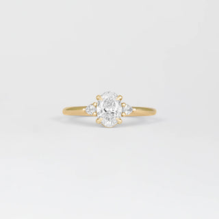 Bague de fiançailles avec diamants ovales CVD de 1,0 à 3,0 ct