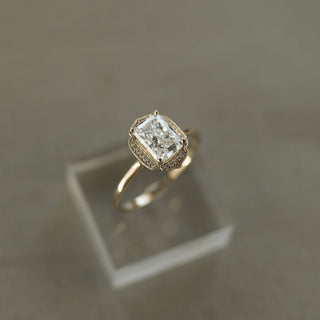 1.10CT Radiant Unique Cluster Moissanite Diamond Solitaire Engagement Ring