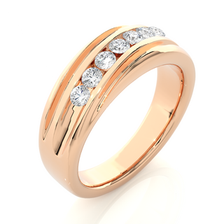 0.50CT Seven Stone Round Moissanite Wedding Band in Rose Gold