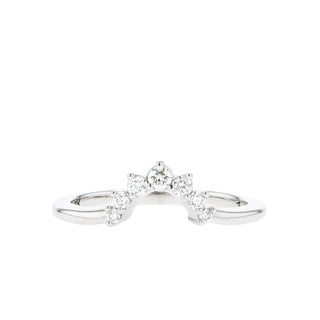 Alliance de mariage en forme de V avec pierres rondes en moissanite de 0,15 ct