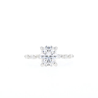 1.70CT Oval Pave Moissanite Diamond Four Prong Engagement Ring In 18K Solid Gold