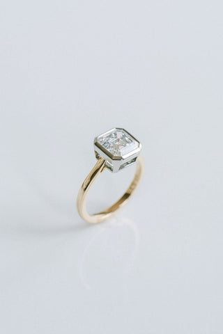 Bague de fiançailles avec solitaire en diamant CVD et émeraude carrée de 1,50 à 3,50 ct