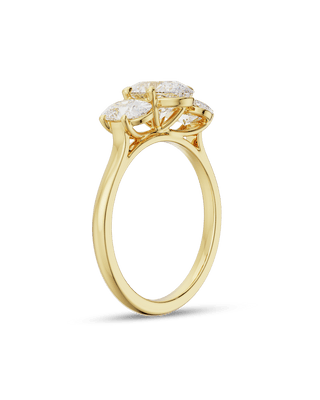 Bague de fiançailles à trois pierres avec diamants ovales CVD de 2,0 ct