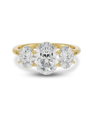 Bague de fiançailles à trois pierres avec diamants ovales CVD de 2,0 ct