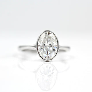 2ct-4ct Oval Cut Solitaire Moissanite Diamond Bezel Engagement Ring