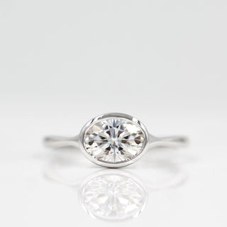 1.0 CT Oval Shaped Moissanite Bezel Solitaire Engagement Ring