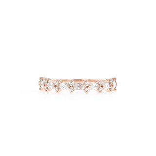 Alliance de mariage demi-éternité en diamants Moissanite taille marquise et ronde de 3/8 ct 