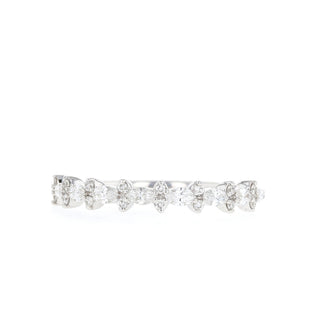 Alliance de mariage demi-éternité en diamants Moissanite taille marquise et ronde de 3/8 ct 