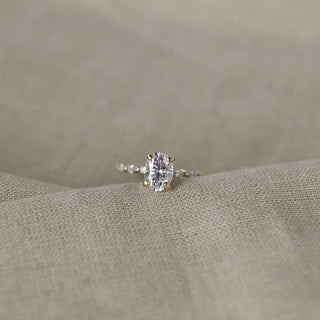 1.70CT Oval Pave Moissanite Diamond Four Prong Engagement Ring In 18K Solid Gold