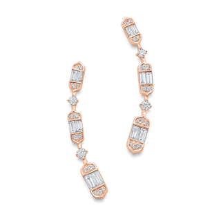 0.46 TCW Round & Baguette Moissanite Diamond Ear Crawler Earrings