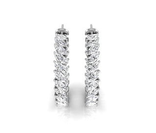 Pendientes de aro con diamantes de talla marquesa para mujer