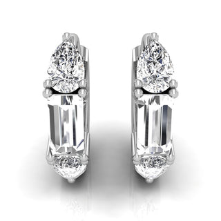 Boucles d'oreilles en diamant et moissanite en forme de poire et de baguette pour femmes