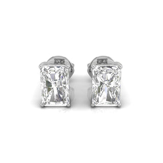 Boucles d'oreilles à tige en diamant solitaire taille radiant et moissanite pour femmes