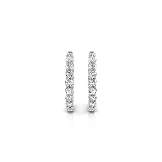 Round Cut Diamond Shared Prongs Hoops Earrings for Women