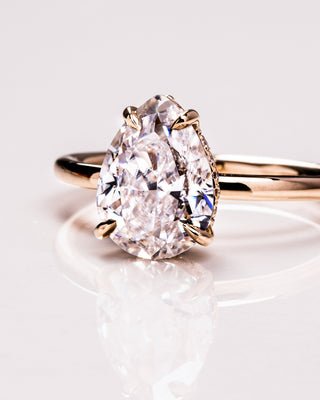 1.09 - 3.09 CT Pear CVD Diamond Hidden Halo Engagement Ring